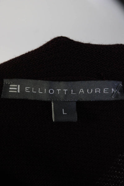 Elliott Lauren Womens Cotton Ribbed Knit Cowl Neck Sweater Top Burgundy Size L