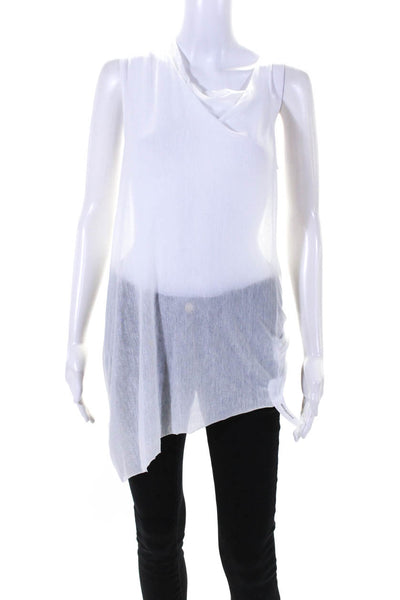 Designer Womens Jersey knit Sleeveless Cut Out Back Knot Blouse White Size S