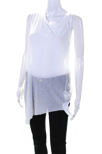 Designer Womens Jersey knit Sleeveless Cut Out Back Knot Blouse White Size S