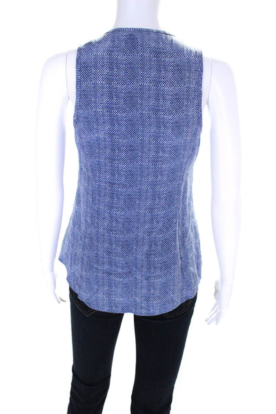 Joie Womens Silk Scoop Neck Sleeveless Spotted Print Blouse Blue Size L