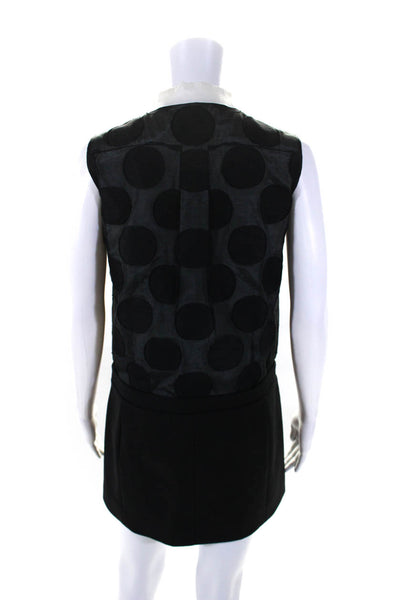 Victoria Victoria Beckham Womens Half Button Collared Sheer Dotted Dress Black 8