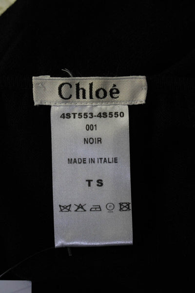 Chloe Womens Strapless Grommet Tie Front Ribbed Top Black Cotton Size Small