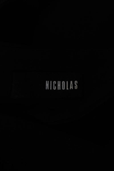 Nicholas Womens Zip Up Cross Strap Open Back Square Neck Top Black Size 6