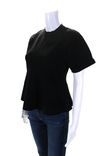 Proenza Schouler Womens Elastic Waist Short Sleeves Blouse Black Size Small