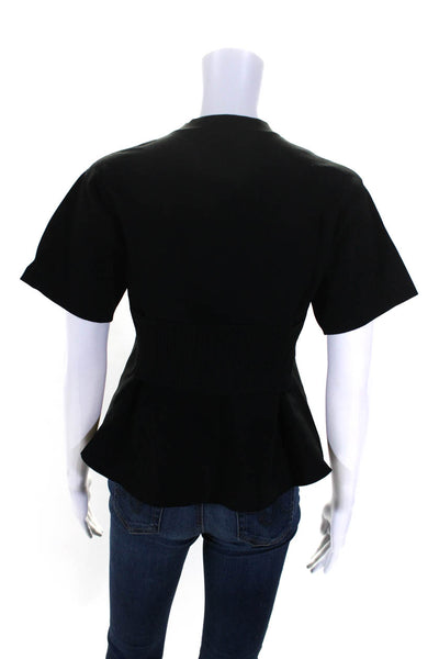 Proenza Schouler Womens Elastic Waist Short Sleeves Blouse Black Size Small