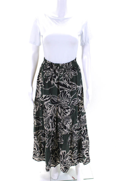 Velvet by Graham & Spencer Womens Abstract Elastic Tiered Skirt Green Size M