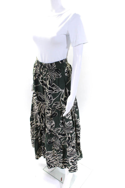 Velvet by Graham & Spencer Womens Abstract Elastic Tiered Skirt Green Size M