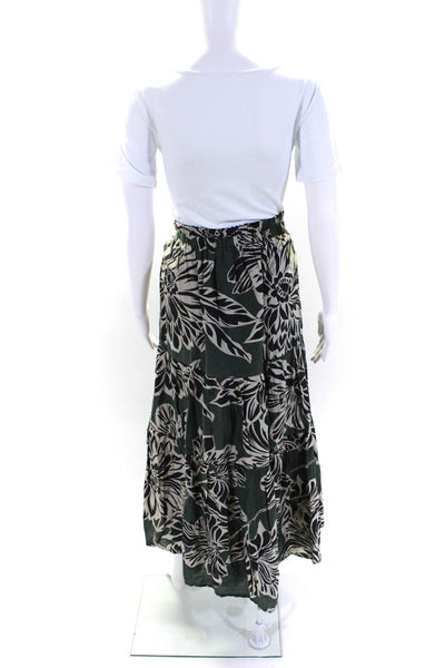 Velvet by Graham & Spencer Womens Abstract Elastic Tiered Skirt Green Size M