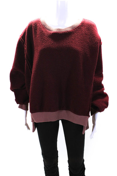 We The Free Womens Round Neck Pullover Sweatshirt Top Burgundy Size S