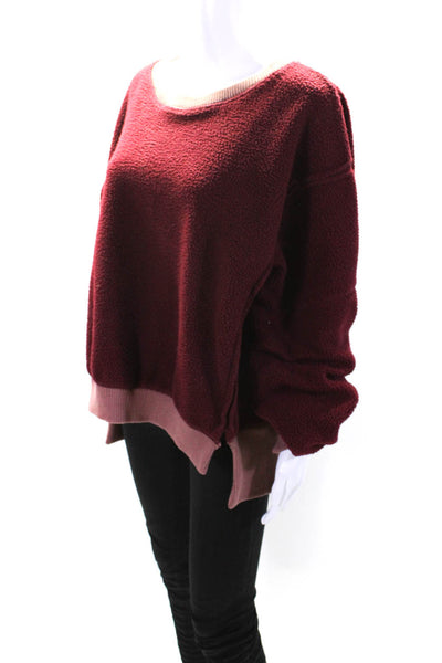 We The Free Womens Round Neck Pullover Sweatshirt Top Burgundy Size S