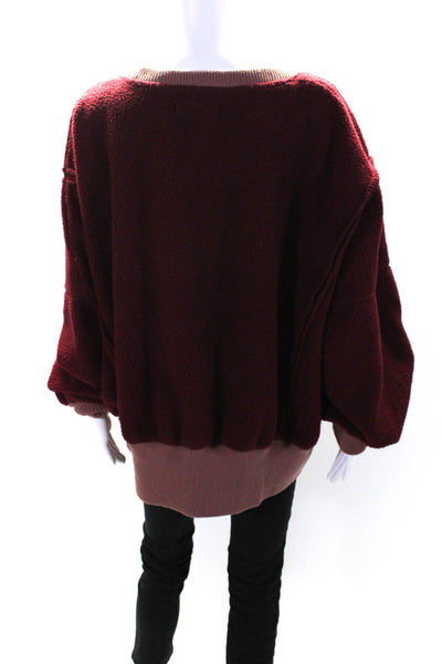 We The Free Womens Round Neck Pullover Sweatshirt Top Burgundy Size S