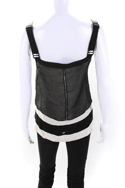 Rag & Bone Womens Silk Patchwork Layered Buckled Strap Blouse Black Size 6