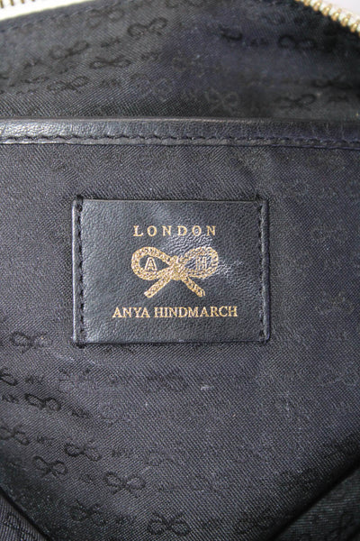 Anya Hindmarch Nylon Goose Graphic Print Top Zip Large Clutch Bag White Black
