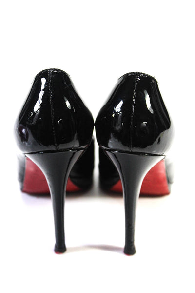 Christian Louboutin Womens Patent Leather Stiletto Pumps Black Size 7US 37EU