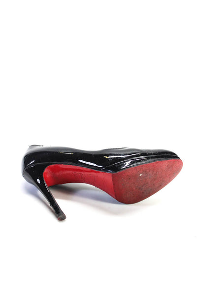 Christian Louboutin Womens Patent Leather Stiletto Pumps Black Size 7US 37EU