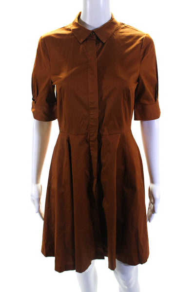 L.K. Bennett Womens Collared Darted Buttoned Fit & Flare Midi Dress Brown Size 4