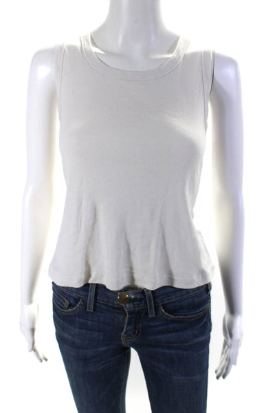 The Row Womens Cotton Jersey Knit Scoop Neck Tank Top T-Shirt White Size L