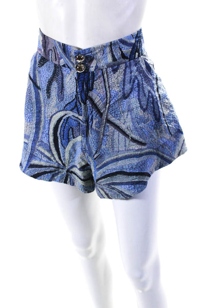 Agua De Coco Womens Knit Printed High Rise Wide Leg Causal Shorts Blue Size L