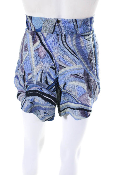 Agua De Coco Womens Knit Printed High Rise Wide Leg Causal Shorts Blue Size L