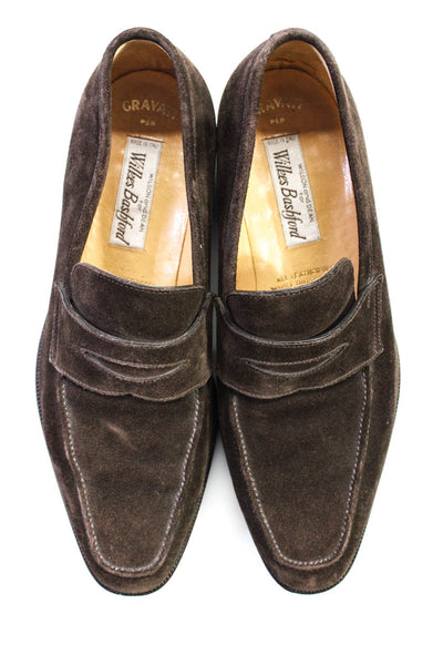 Wilkes Bashford Mens Suede Slide On Loafers Dark Brown Size 8.5 Medium