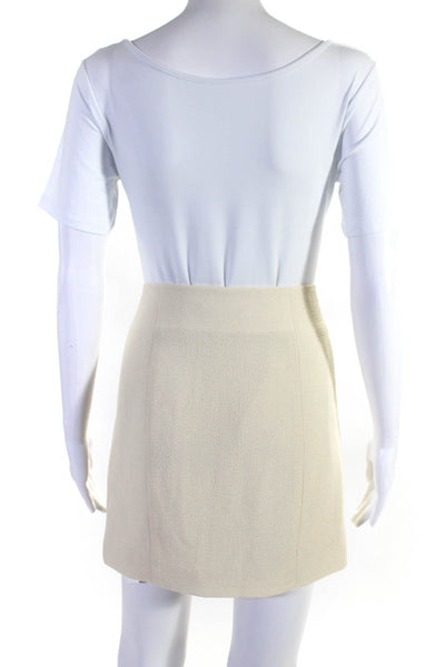 Rebecca Minkoff Womens Leather Trim Front Slit Mini Skirt White Size 2