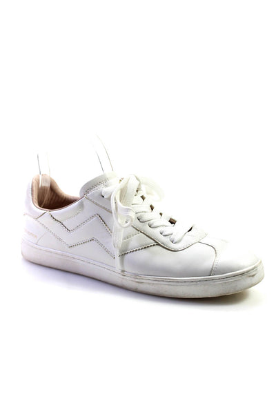 Stuart Weitzman Womens Leather Low Top Lace Up Daryl Sneakers White Size 8