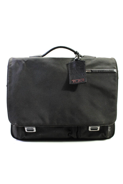 Tumi Canvas Woven Multi-Pocket Adjustable Strap Messenger Shoulder Bag Black