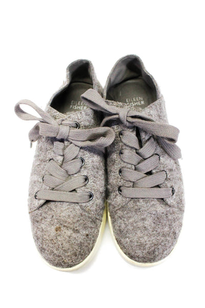 Eileen Fisher Women's Lace Up Rubber Sole Trainer Sneakers Gray Size 7.5