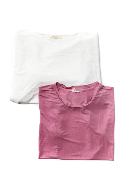 Ange Alexandre Laurent Womens Knit Tee Shirts White Pink Size S/M Lot 2
