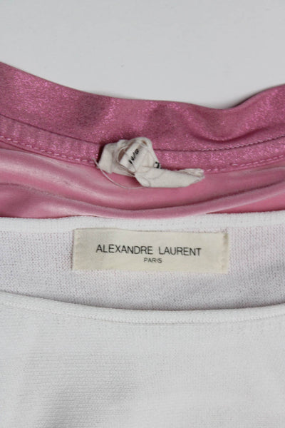 Ange Alexandre Laurent Womens Knit Tee Shirts White Pink Size S/M Lot 2