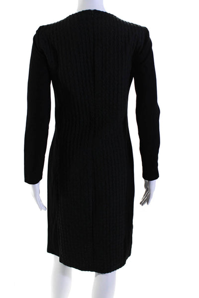 Weekend Max Mara Women's Round Neck Long Sleeves A-Line Midi Dress Black Size M