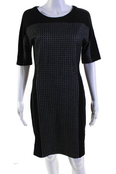 Weekend Max Mara Women's Round Neck Short Sleeves Fitted Midi Dress Black Size M