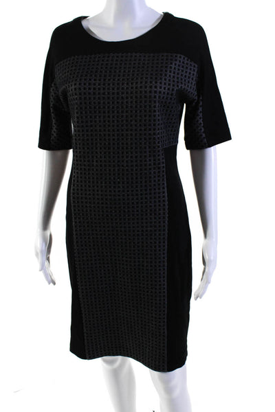 Weekend Max Mara Women's Round Neck Short Sleeves Fitted Midi Dress Black Size M