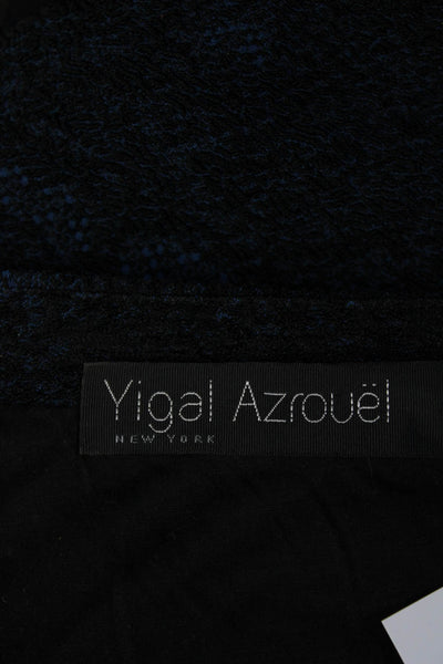 Yigal Azrouel Women's Exposed Zip Lined Mini A-Line Skirt Blue Black Size 6