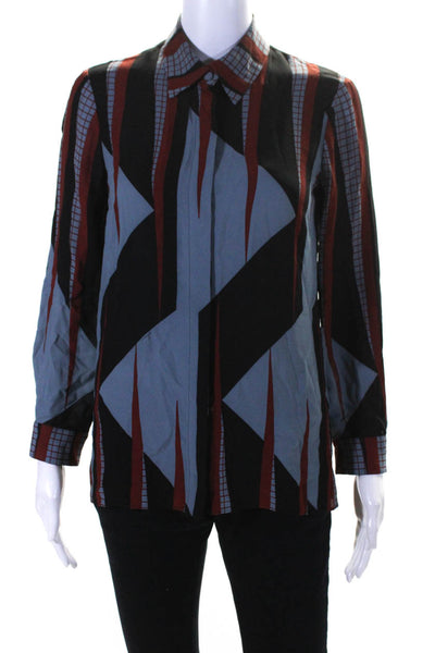 Gucci Women's Long Sleeves Button Down Silk Sheer Blouse Multicolor Size 40