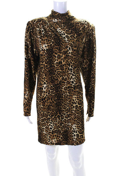 Ronny Kobo Women's V-Neck Long Sleeves A-Line Animal Print  Mini Dress Size M