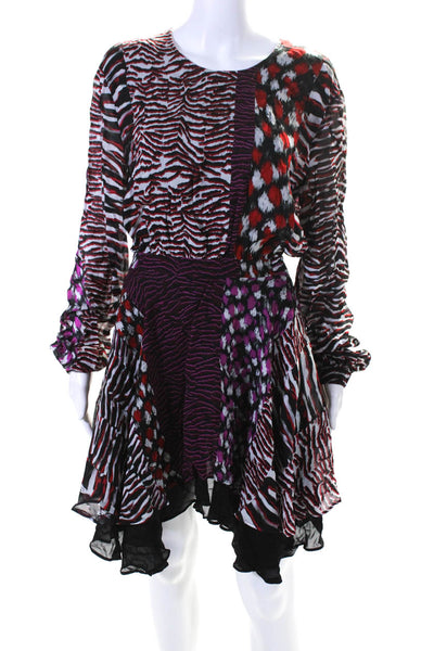 Just Cavalli Women's Long Sleeves Fit Flare Multicolor Mini Dress Size 44