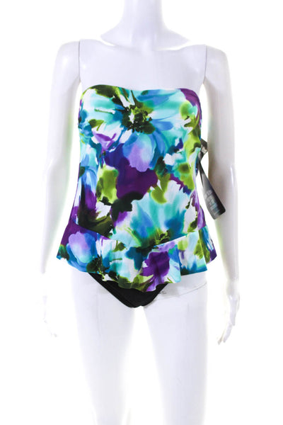 Miraclesuit Women's Two Piece High Waisted Strapless Swimsuit Floral Size 10