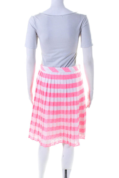 Lily Pulitzer Women's Button Closure Pleated Flare Mini Skirt Pink Stripe Size 6