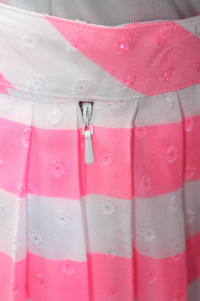 Lily Pulitzer Women's Button Closure Pleated Flare Mini Skirt Pink Stripe Size 6