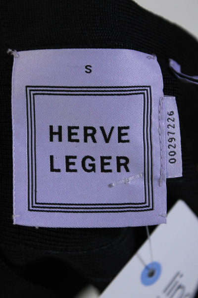 Herve Leger Women's Scoop Neck Bandage Color Block Mini Dress Black Size S
