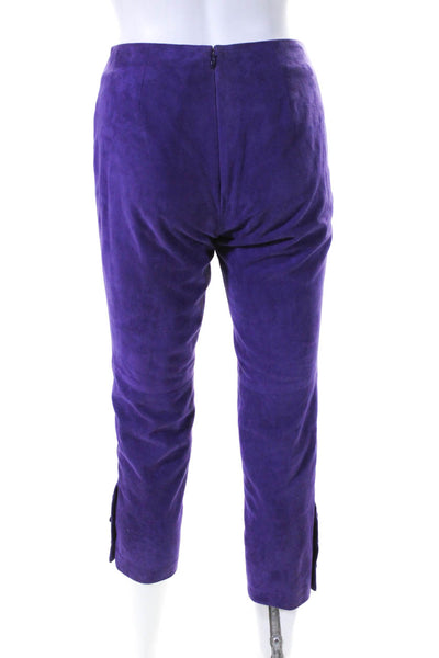 Ralph Lauren Collection Women's Flat Front Straight Leg Suede Pant Purple Size 2