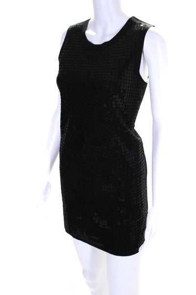 JOA Los Angeles Womens Sequin Jersey Sleeveless Mini Shift Dress Black Small