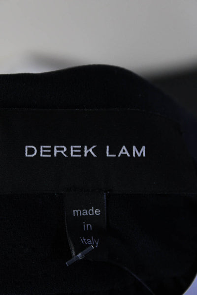 Derek Lam Womens Silk Crepe Striped Long Sleeve Blouse Top Midnight Blue Size 2