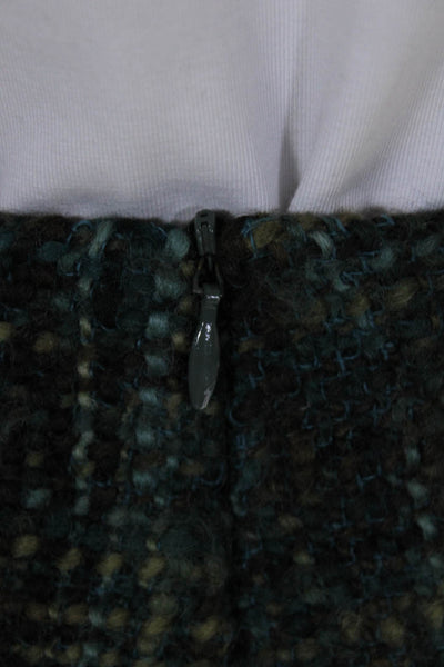 Calypso Christiane Celle Womens Wool Tweed Frayed Straight Skirt Green Size M