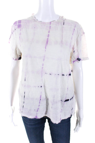 Proenza Schouler Womens Tie Dye Print Tee Shirt White Purple Size Small