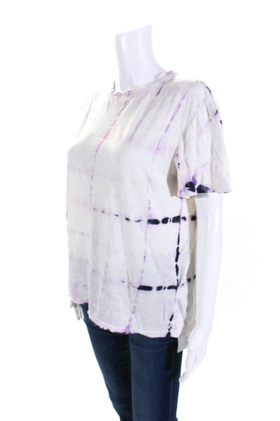 Proenza Schouler Womens Tie Dye Print Tee Shirt White Purple Size Small