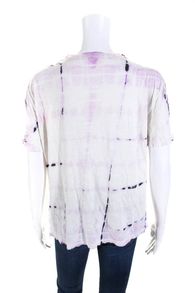 Proenza Schouler Womens Tie Dye Print Tee Shirt White Purple Size Small