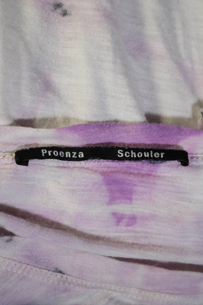 Proenza Schouler Womens Tie Dye Print Tee Shirt White Purple Size Small