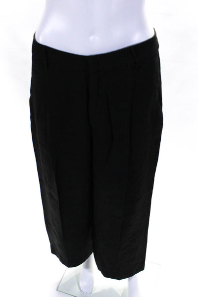 Creatures Of Comfort Womens Linen Pleated Front Wide Leg Pants Black Size 6